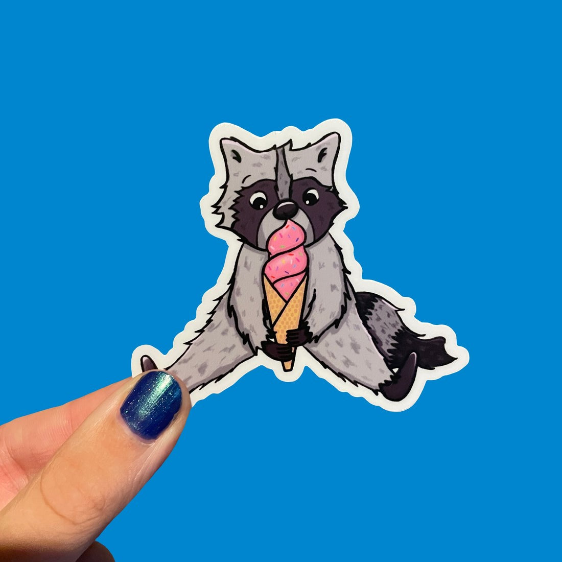 Raccoon with Ice Cream Sticker