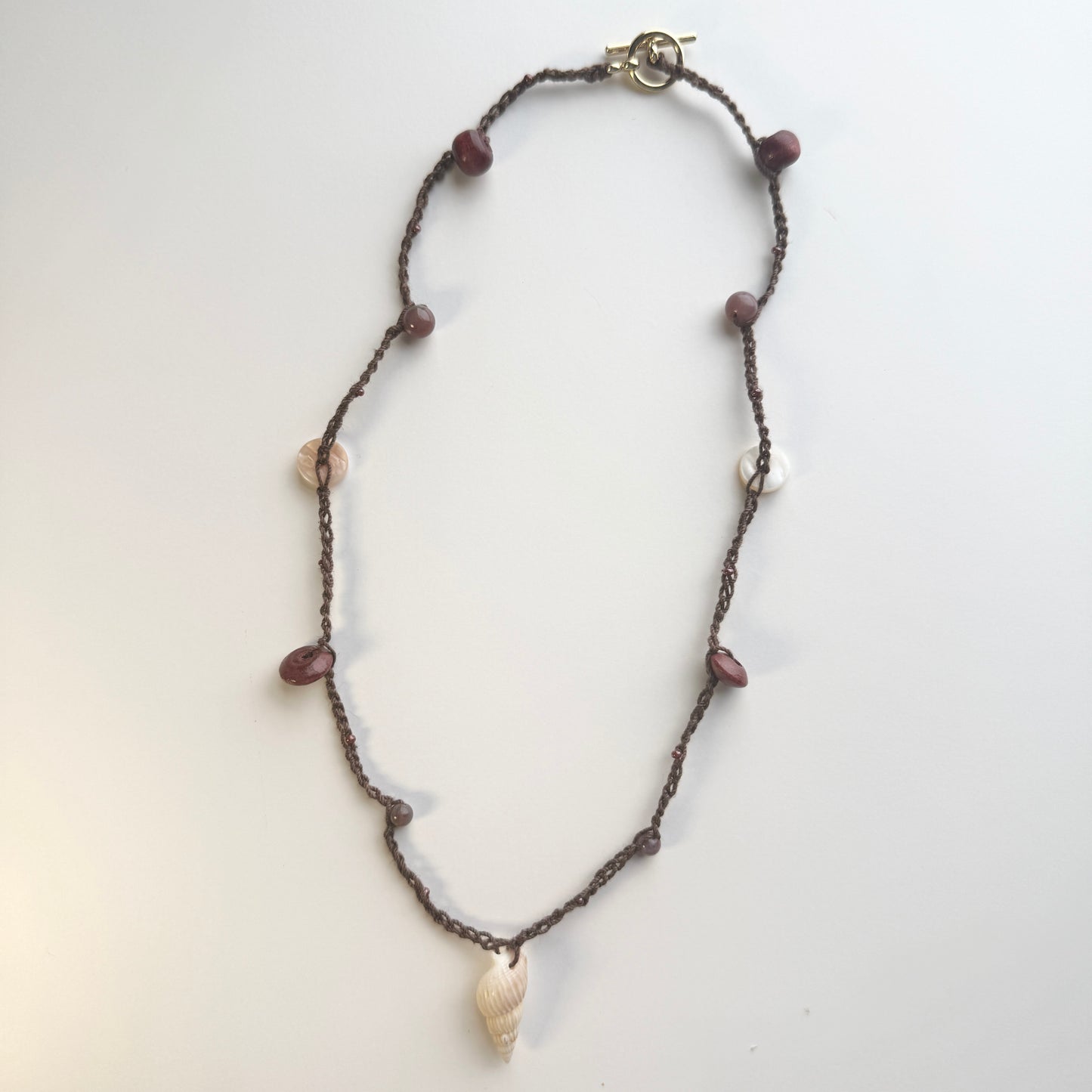 Spiral Seashell Crochet Necklace