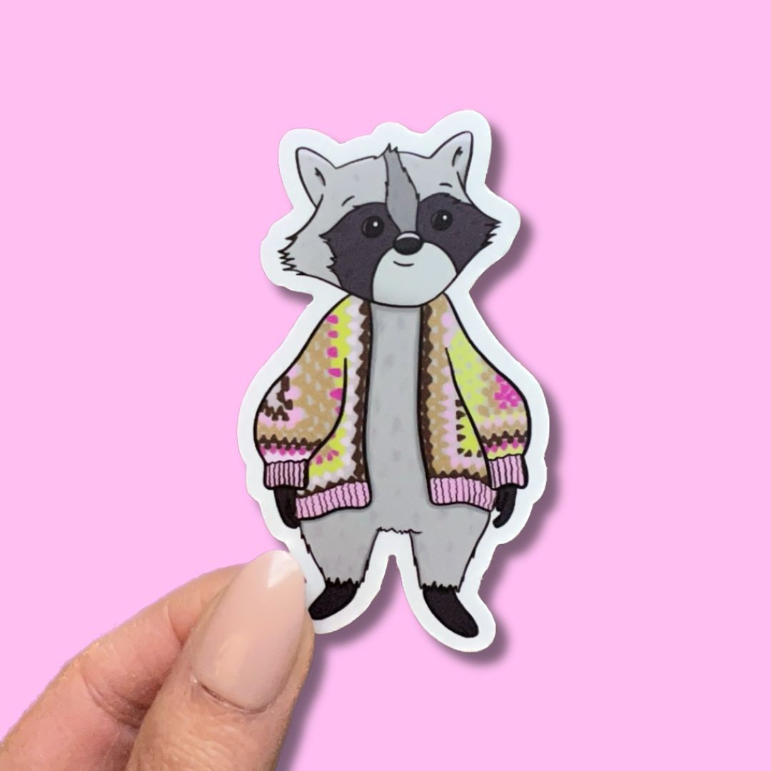 Racoon Wearing Crochet Sweater Sticker