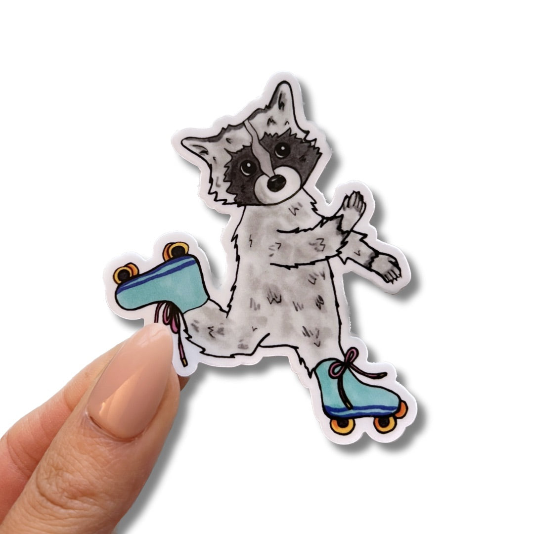 Rollerblading Raccoon Sticker