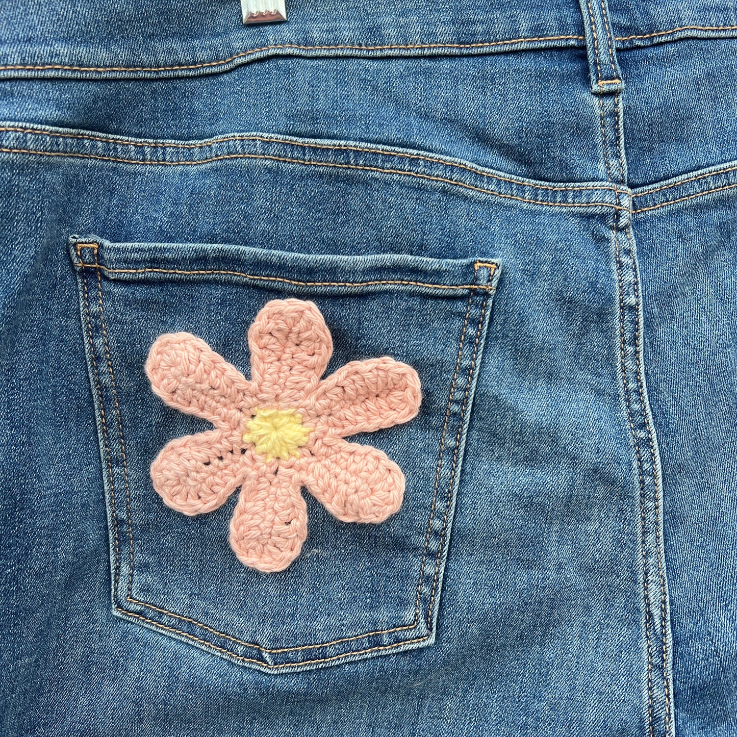 Pink Flower Denim Shorts (Size 18)
