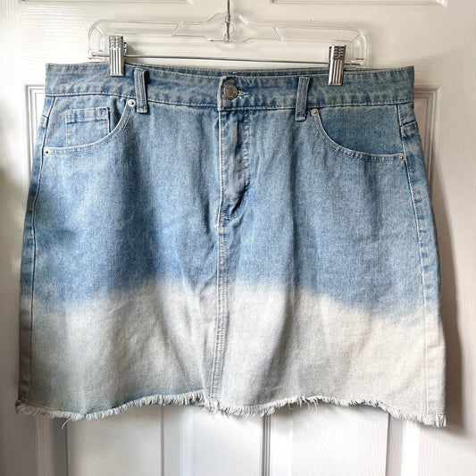 Angel Wings Ombré Denim Skirt (Size L)