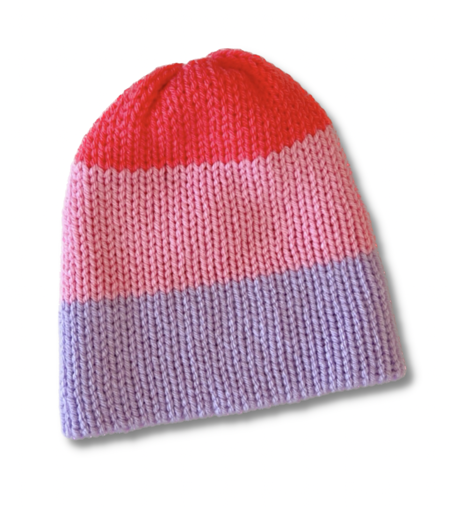 Knit Pink + Purple Beanie