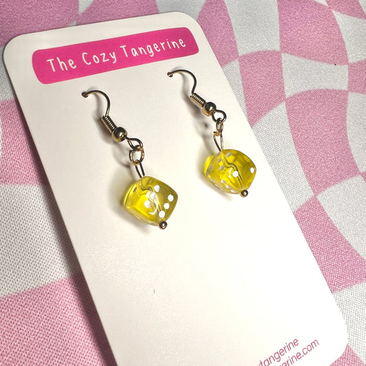 Dice Earrings (Yellow)