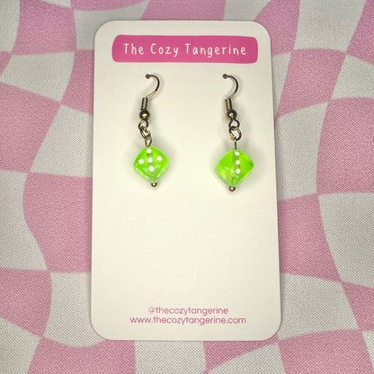 green dice earrings