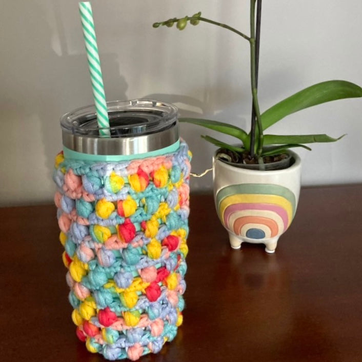 iced coffee cozy. beverage koozie. koozie for yeti