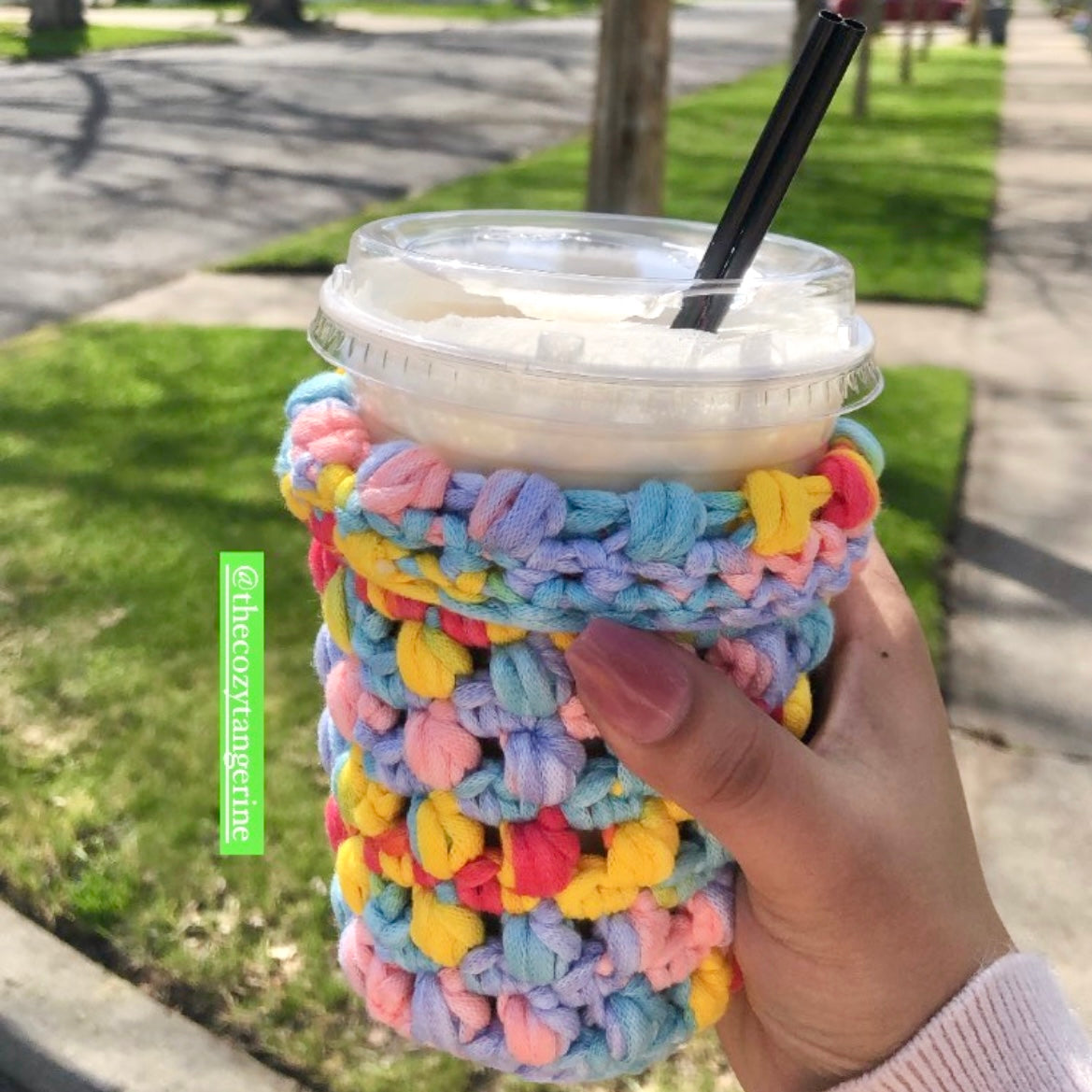 iced coffee cozy. beverage koozie.