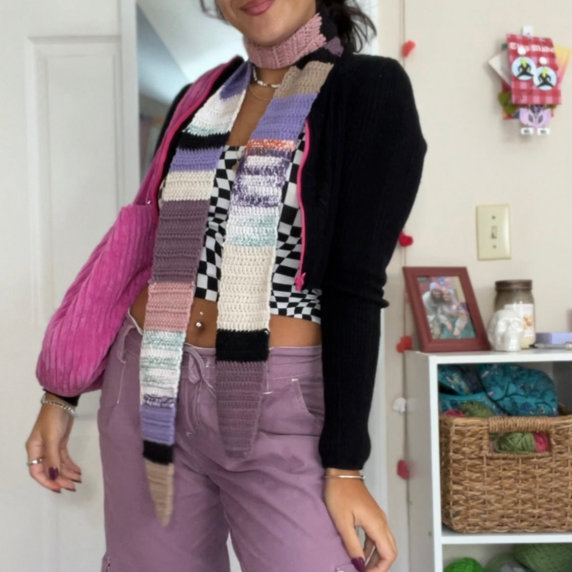 Purple/Multi Skinny Scarf