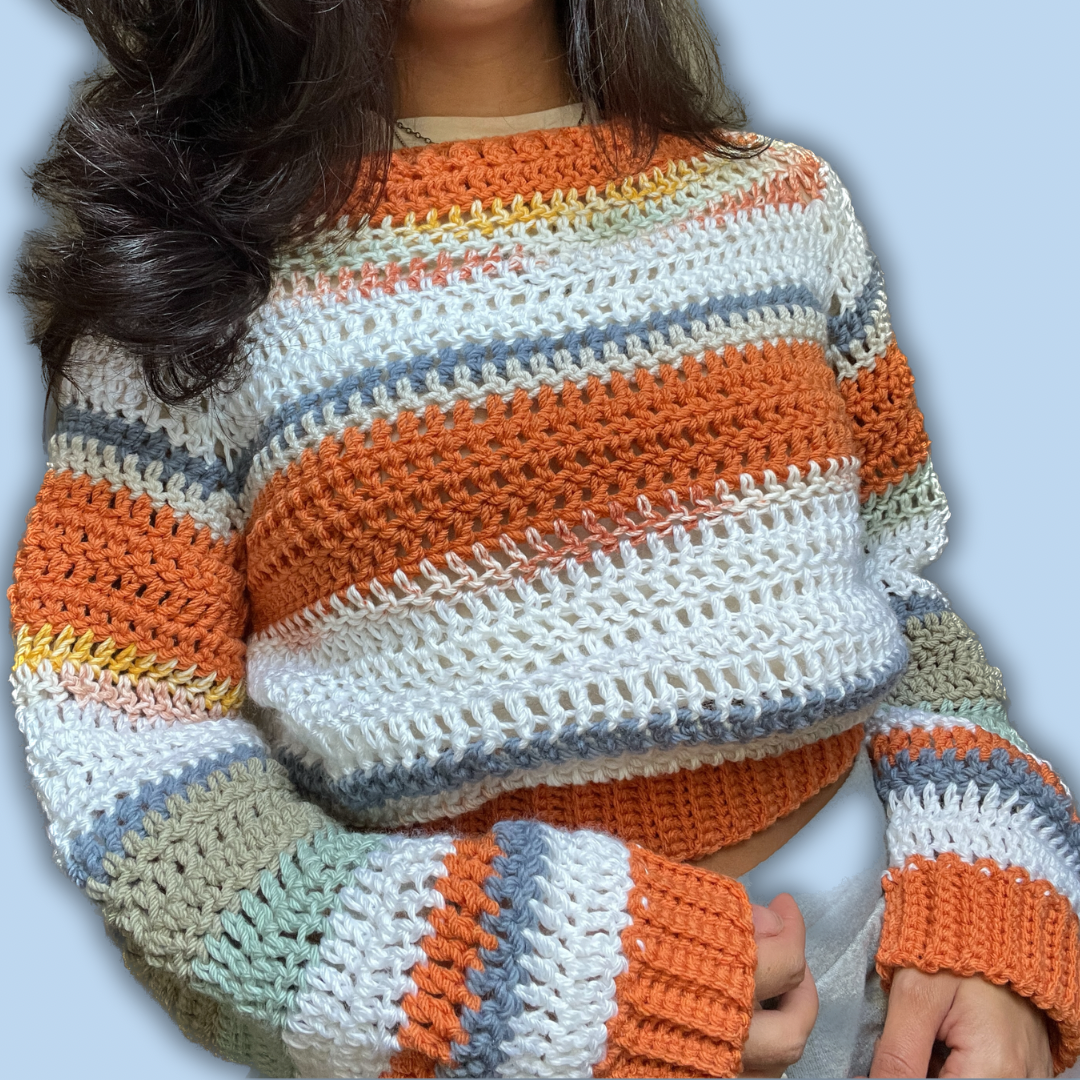 Orange/White/Blue Sweater (Small)