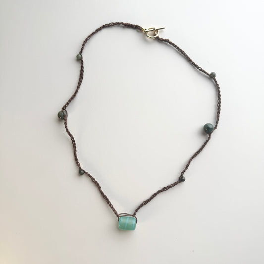 Teal Mermaid Crochet Necklace