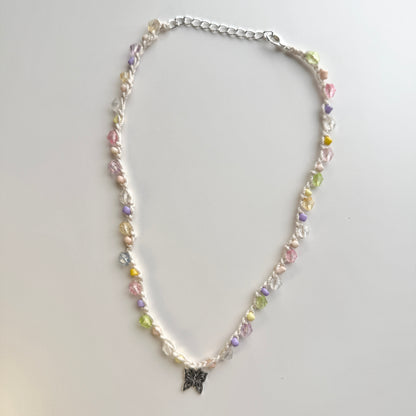 Pastel Butterfly Crochet Necklace