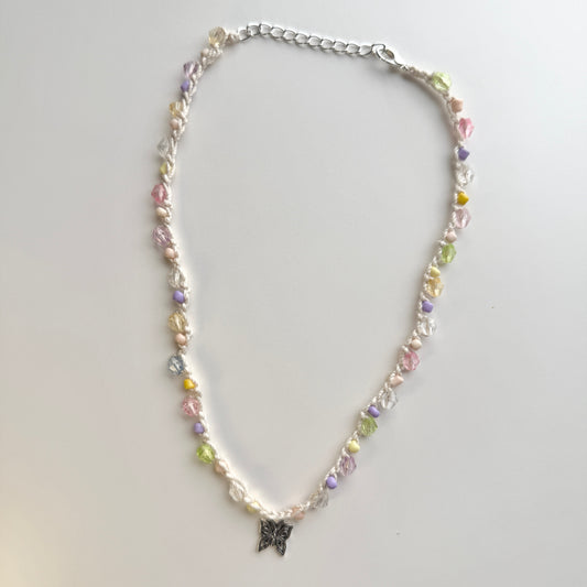 Pastel Butterfly Crochet Necklace