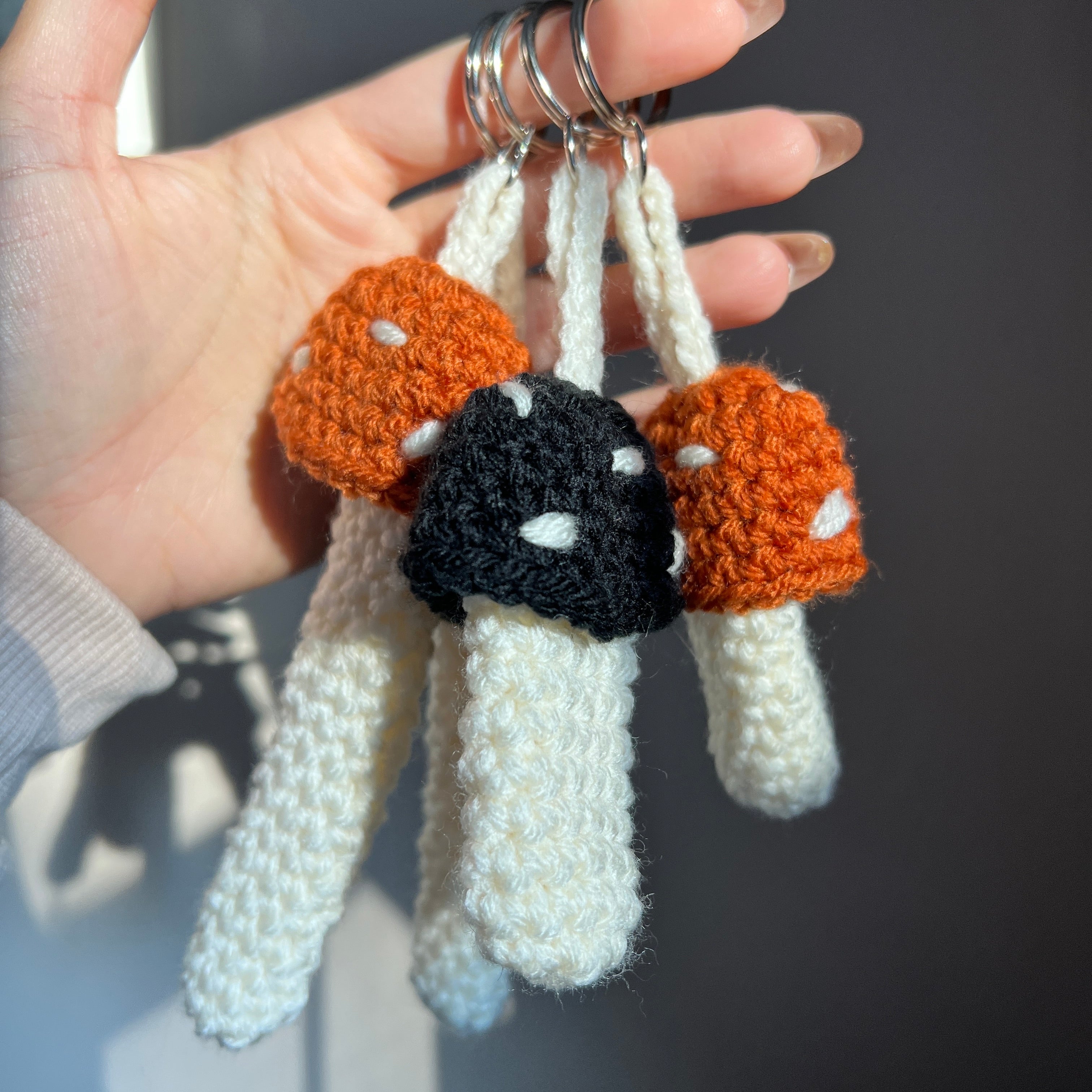 halloween mushroom keychain crochet