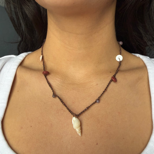 Spiral Seashell Crochet Necklace