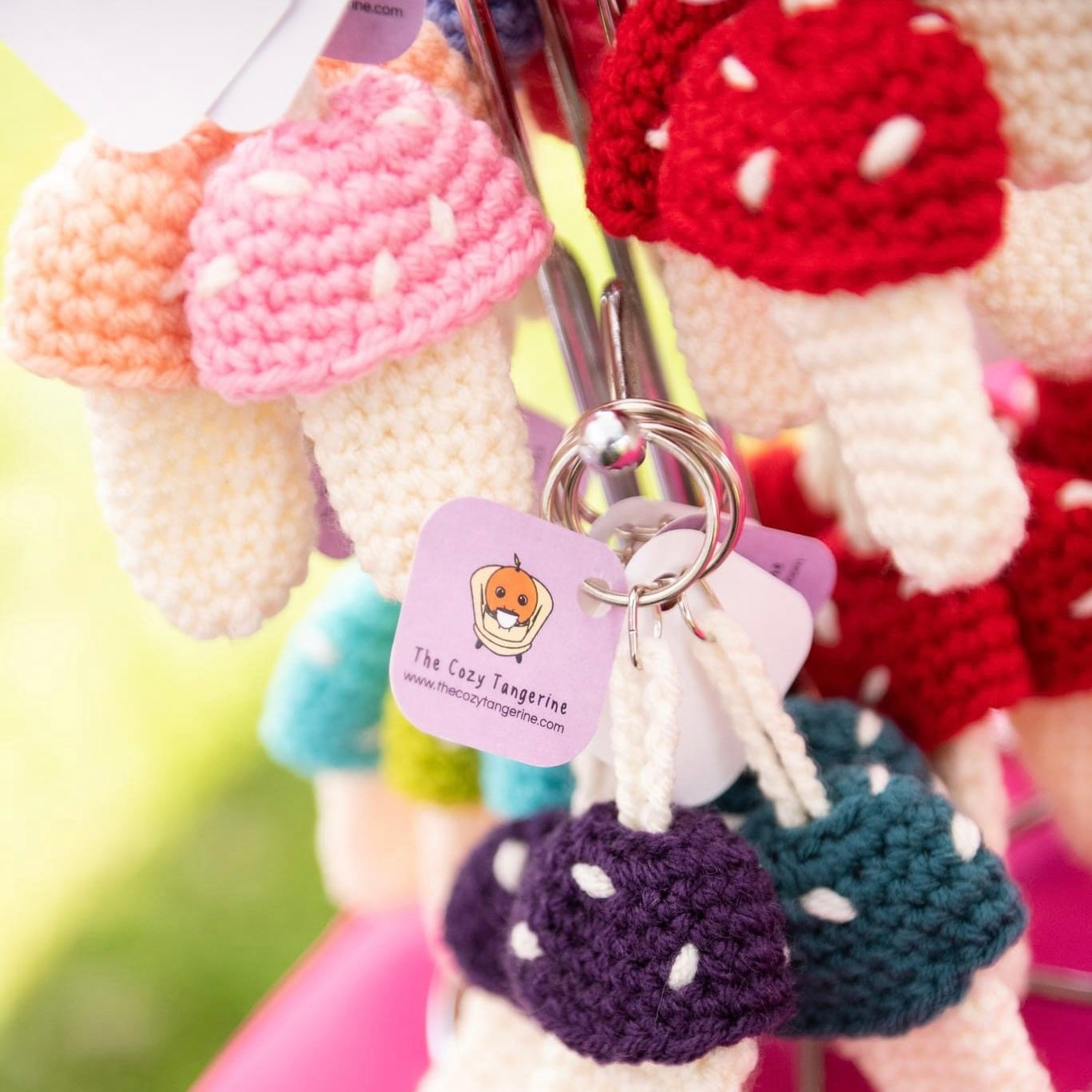 crochet mushroom keychain