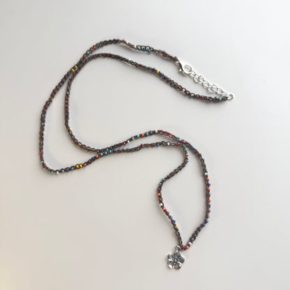 Rainbow Hibiscus Crochet Necklace