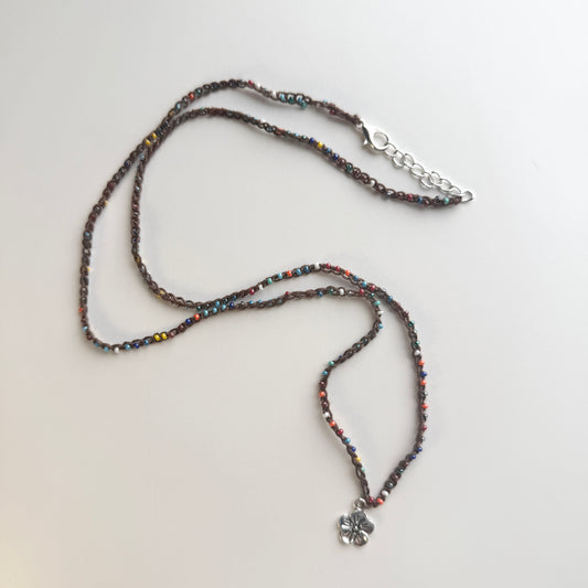 Rainbow Hibiscus Crochet Necklace