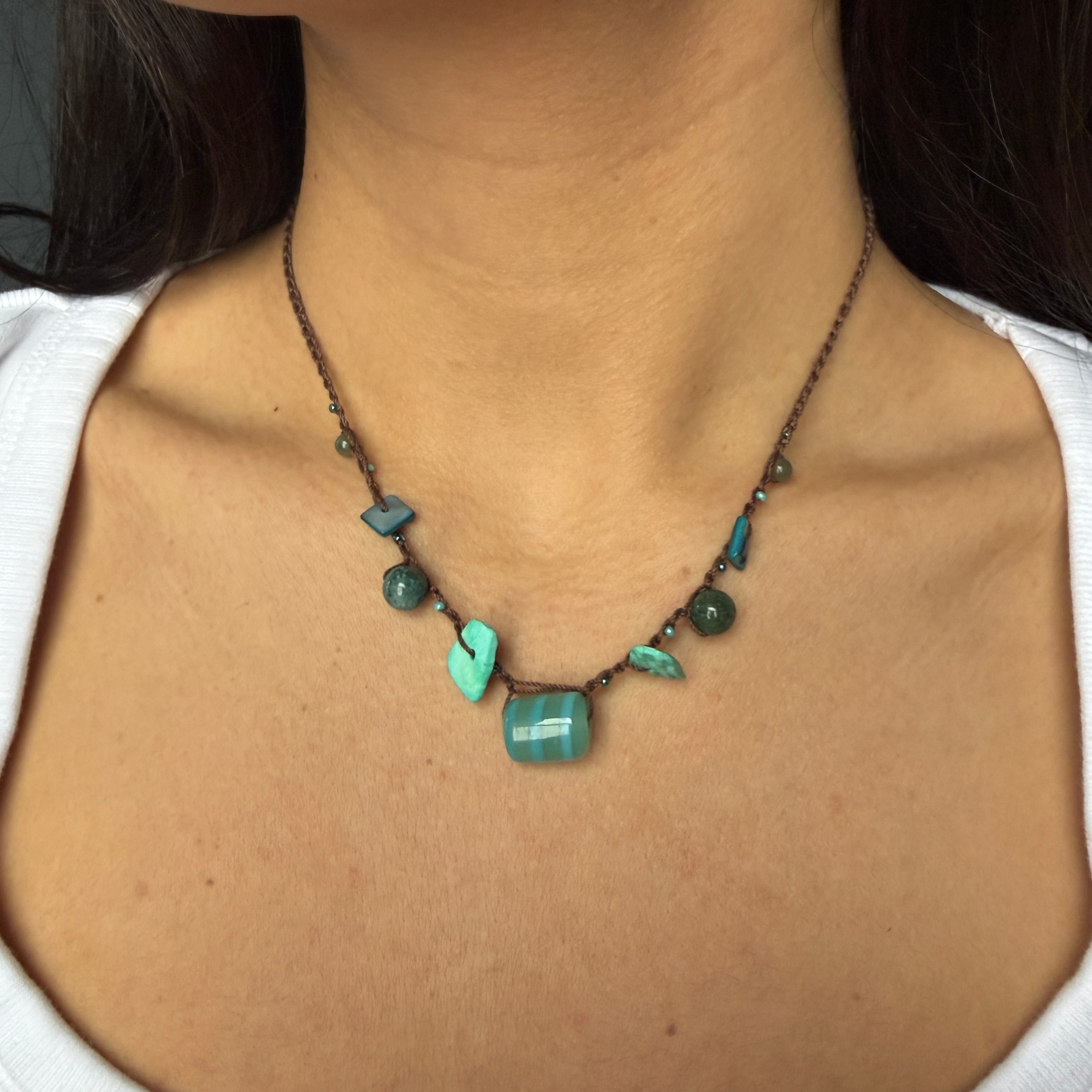 Aqua Crochet Necklace – The Cozy Tangerine