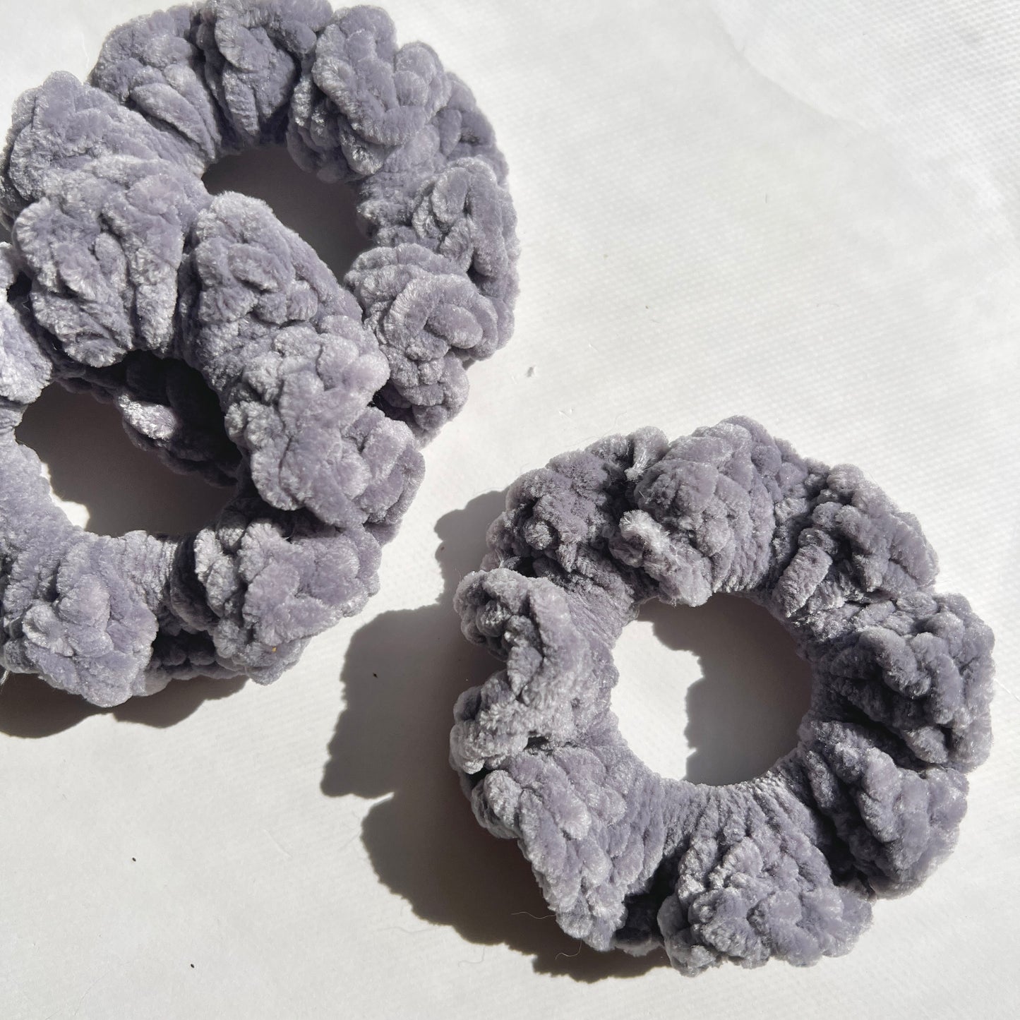 grey velvet scrunchie