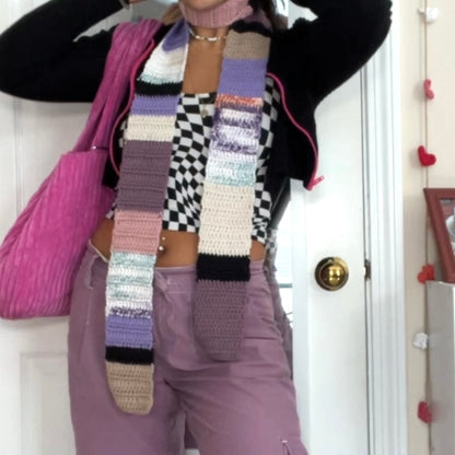 Purple/Multi Skinny Scarf