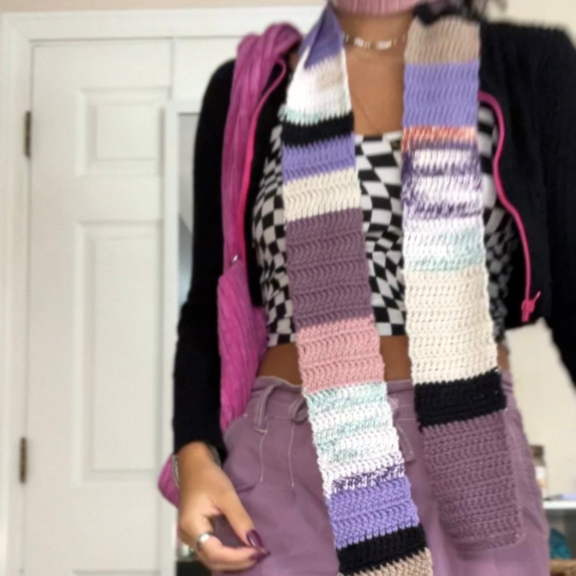 Purple/Multi Skinny Scarf