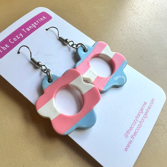 Trans Pride Flower Earrings