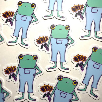 Sunflower Frog Sticker