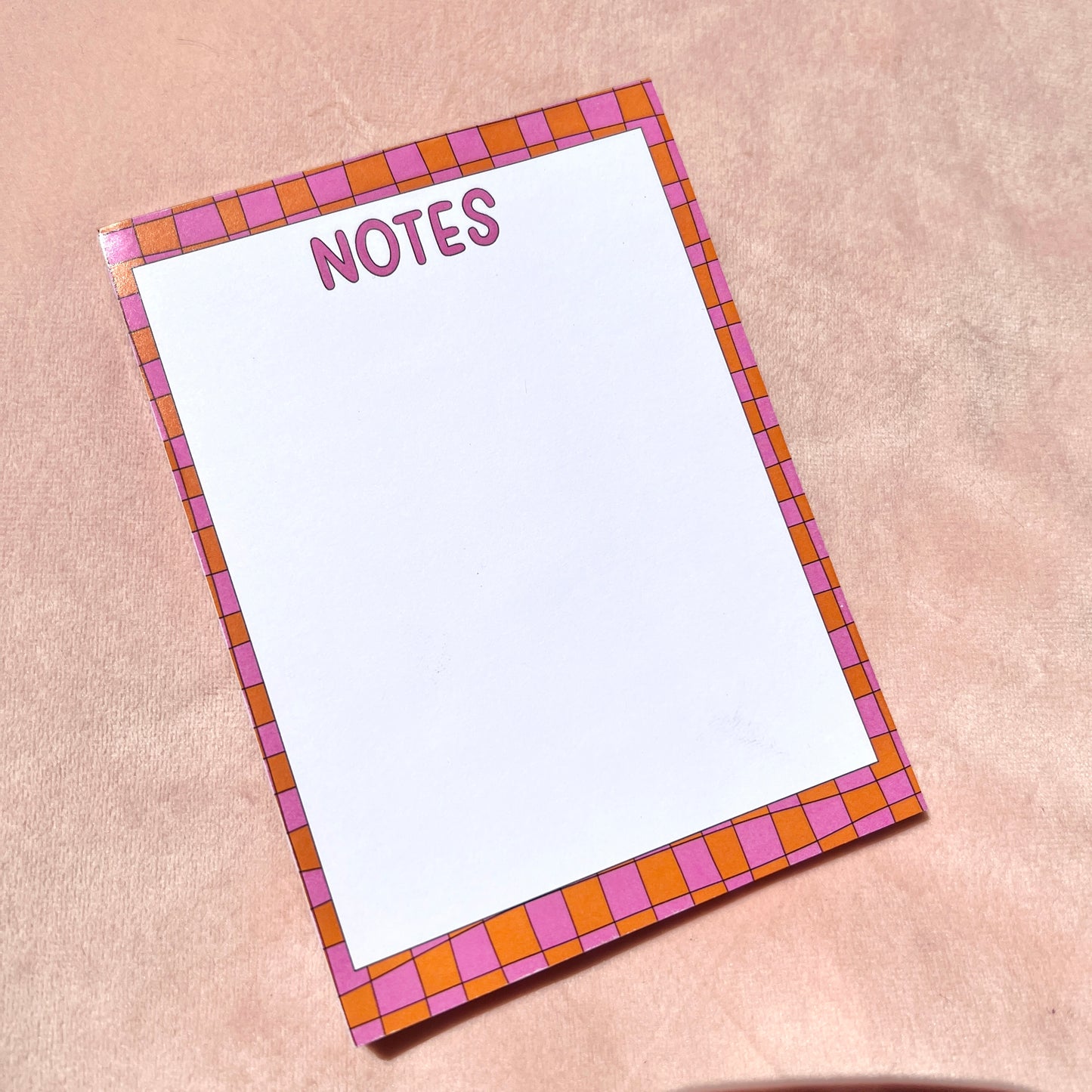 pink + orange checkered notepad / cute stationery
