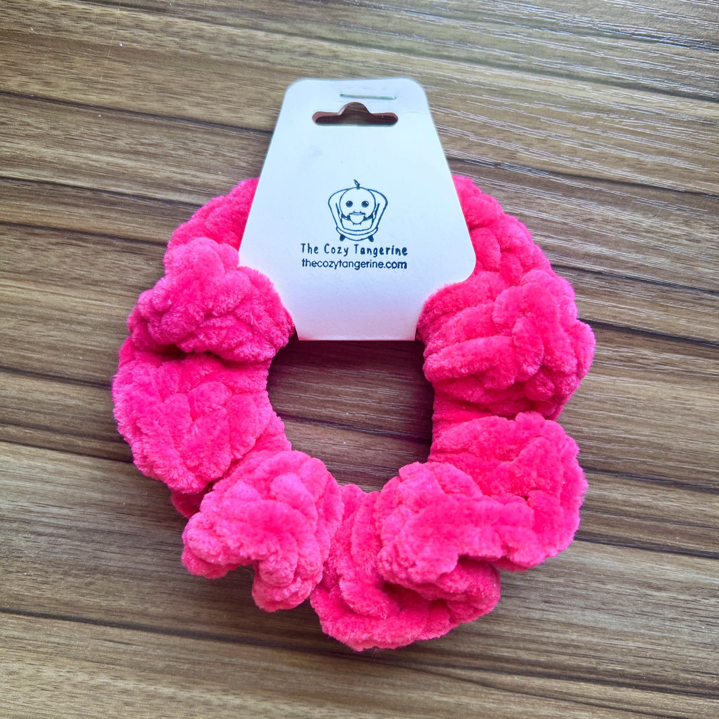 Light Pink and Hot Pink Crochet Hair Scrunchies | Velvet Hair Ties ...