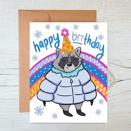 Happy Brrthday Raccoon Greeting Card