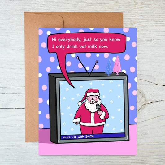 Santa Oat Milk Christmas Greeting Card