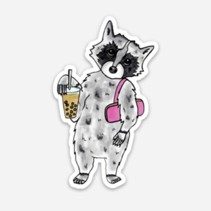 Raccoon Boba Sticker