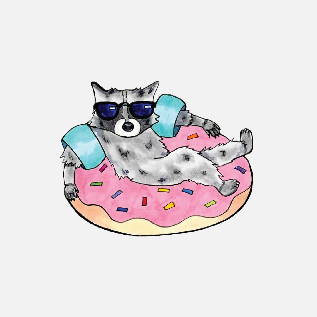Raccoon Donut Float Sticker