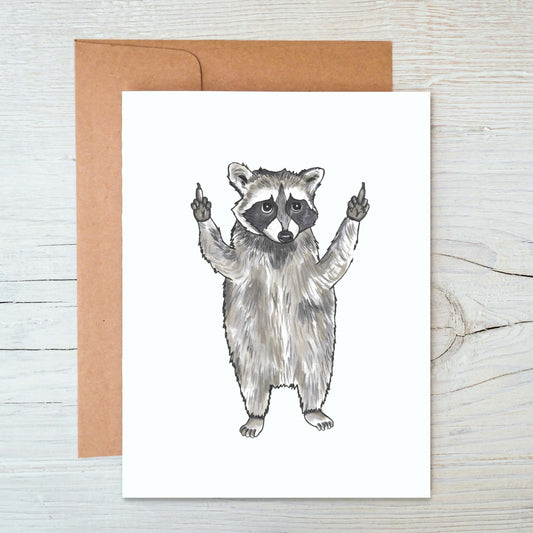 Raccoon Middle Finger Greeting Card
