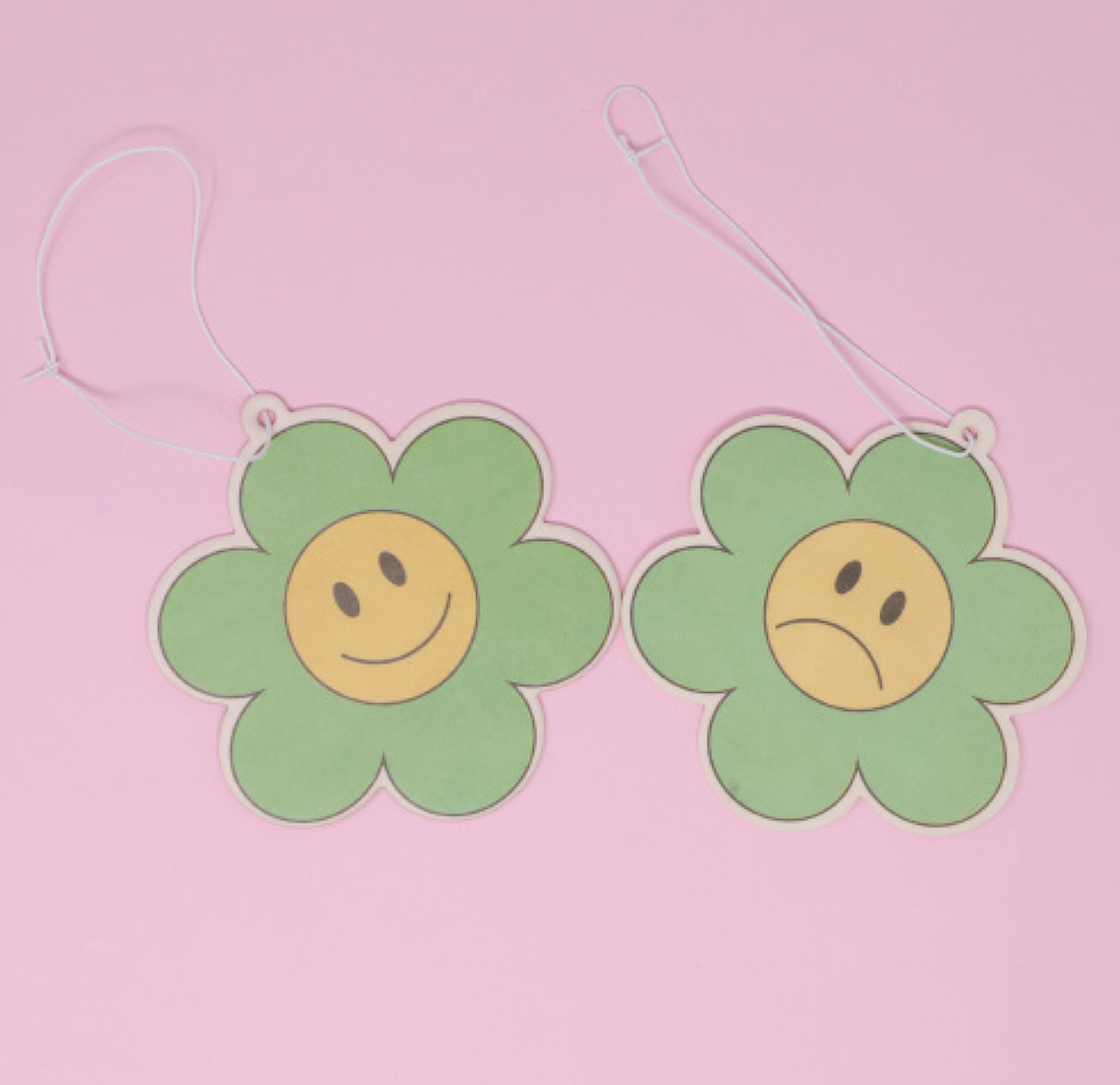 happy and sad green smiley face cute air fresheners