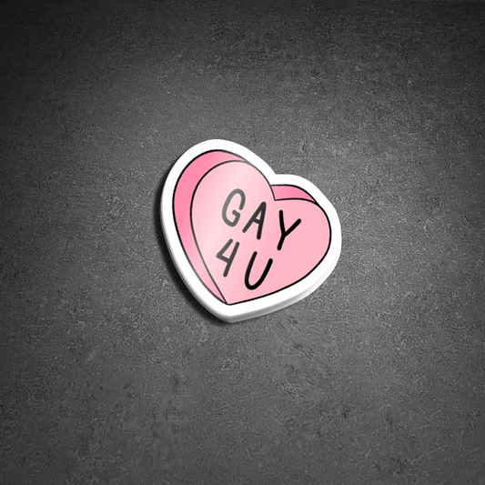 “Gay 4 U” Heart Vinyl Sticker