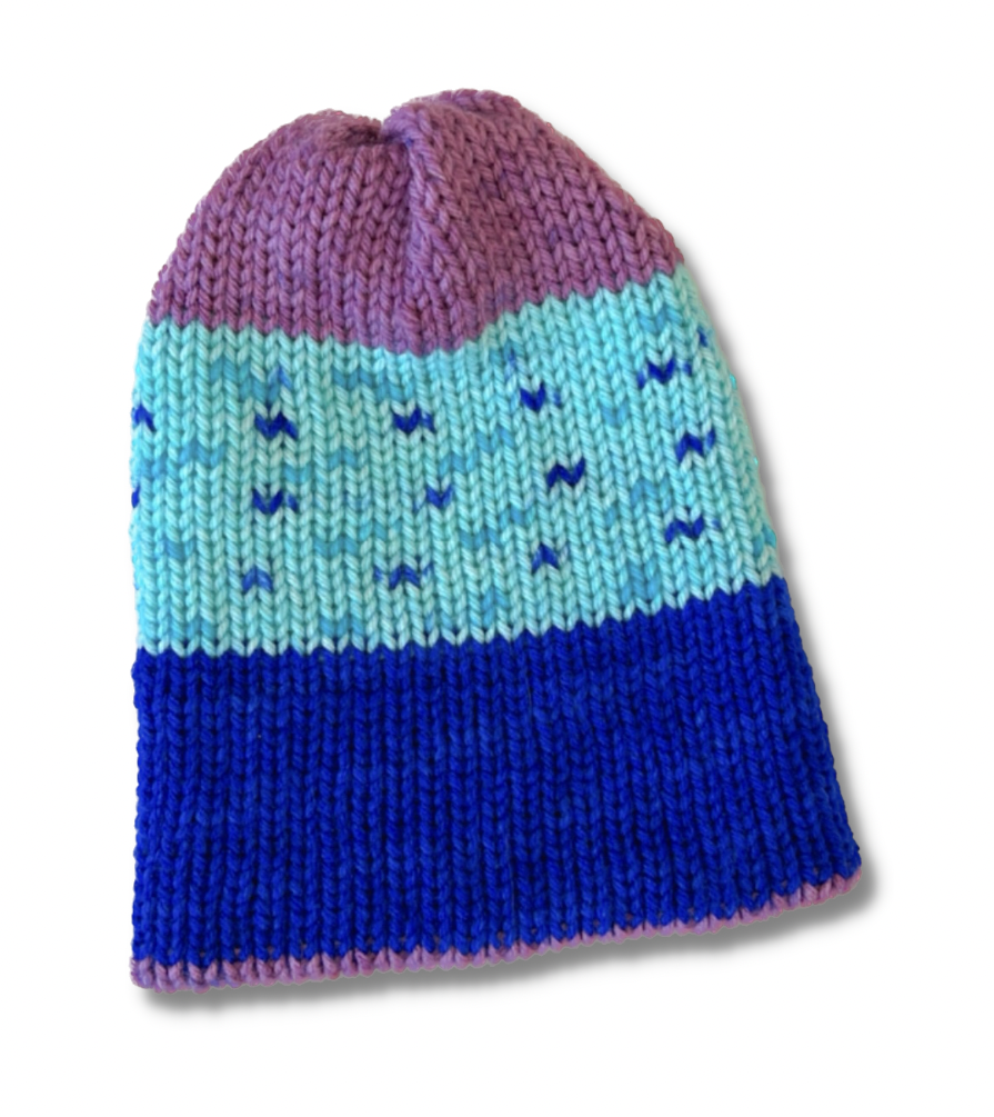 Knit Blue + Purple Beanie