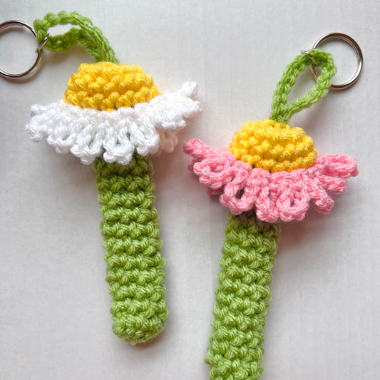 crochet daisy vape holder keychain