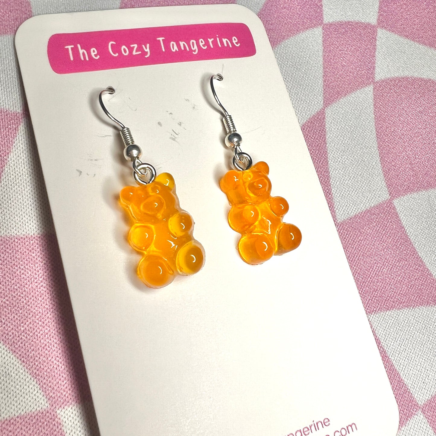 orange gummy bear earrings