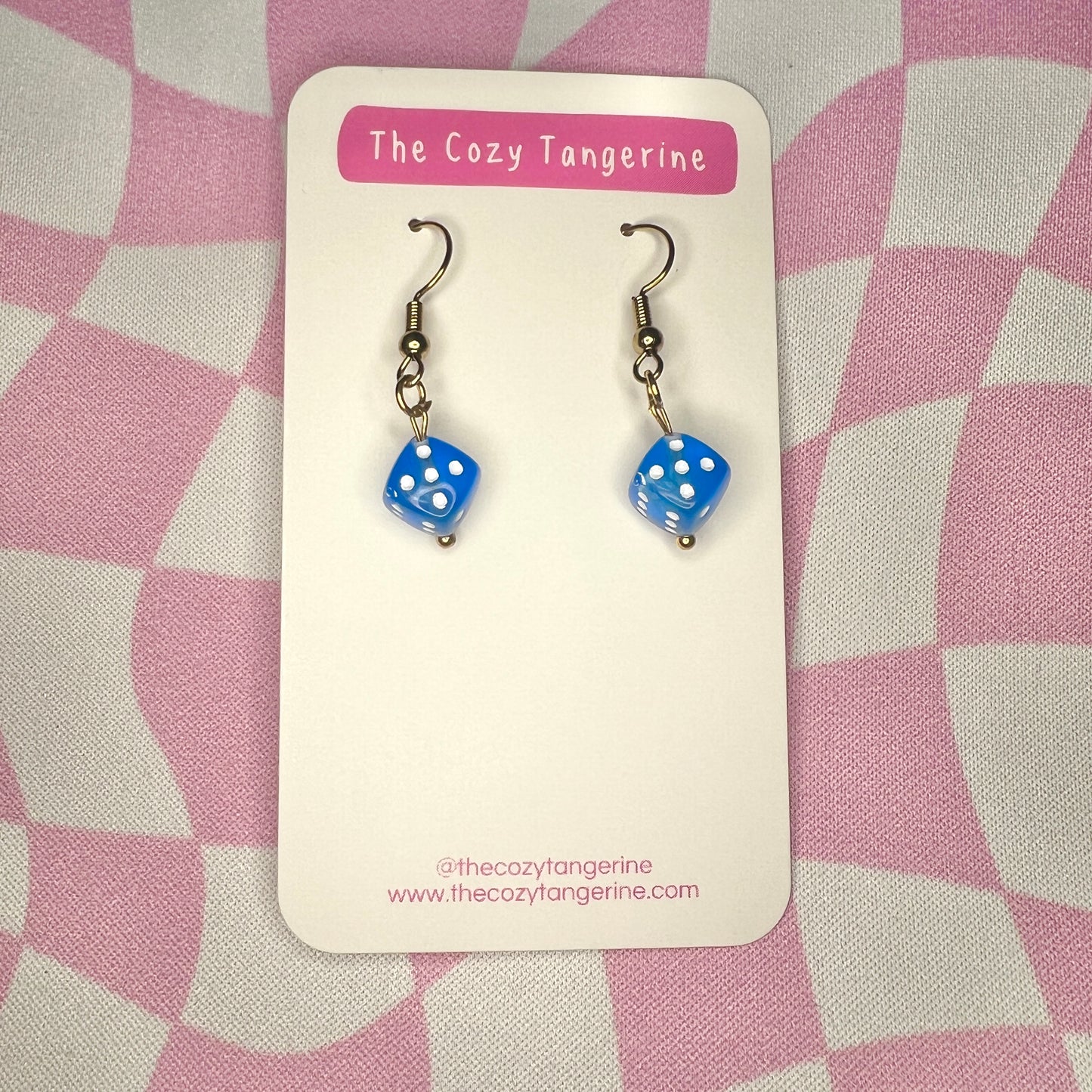 Dice Earrings (Blue)