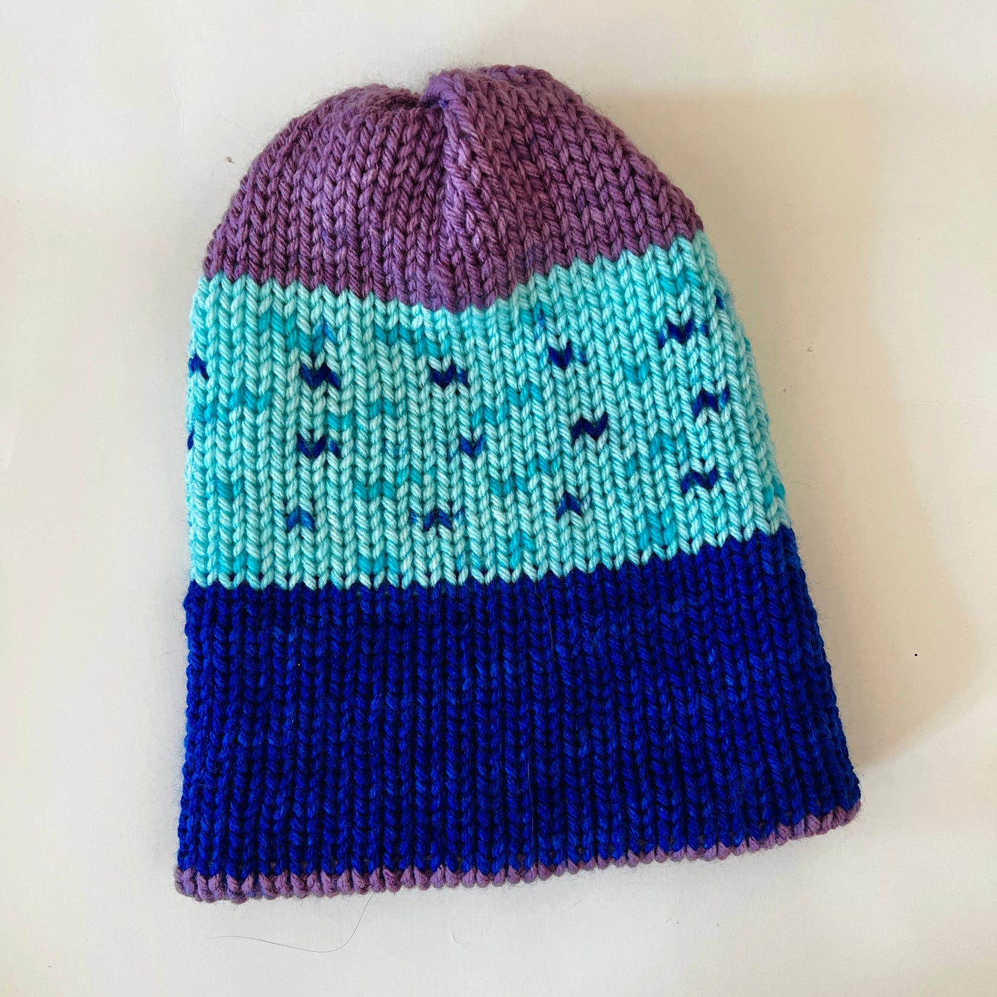 Knit Blue + Purple Beanie