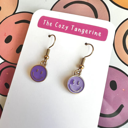 Smiley Face Earrings (Purple)