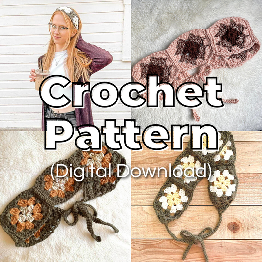 Granny Square Headband Crochet Pattern (Digital Download)