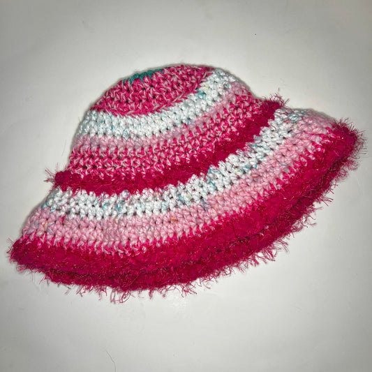 Pink + White Bucket Hat