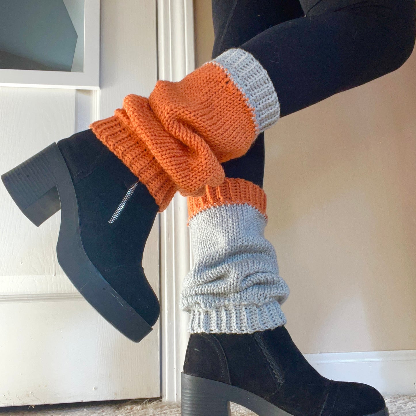 Leg Warmers (Orange + Grey)