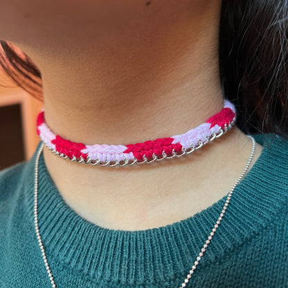 pink and red valentine's day chain choker necklace