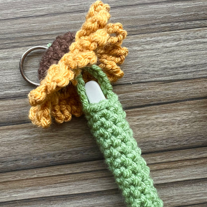 crochet sunflower keychain vape holder