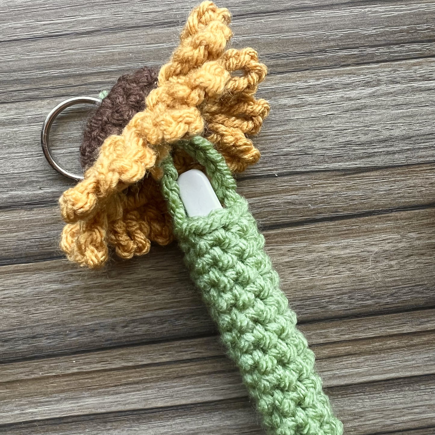 Sunflower Vape Holder Keychain Crochet Pattern (Digital Download)