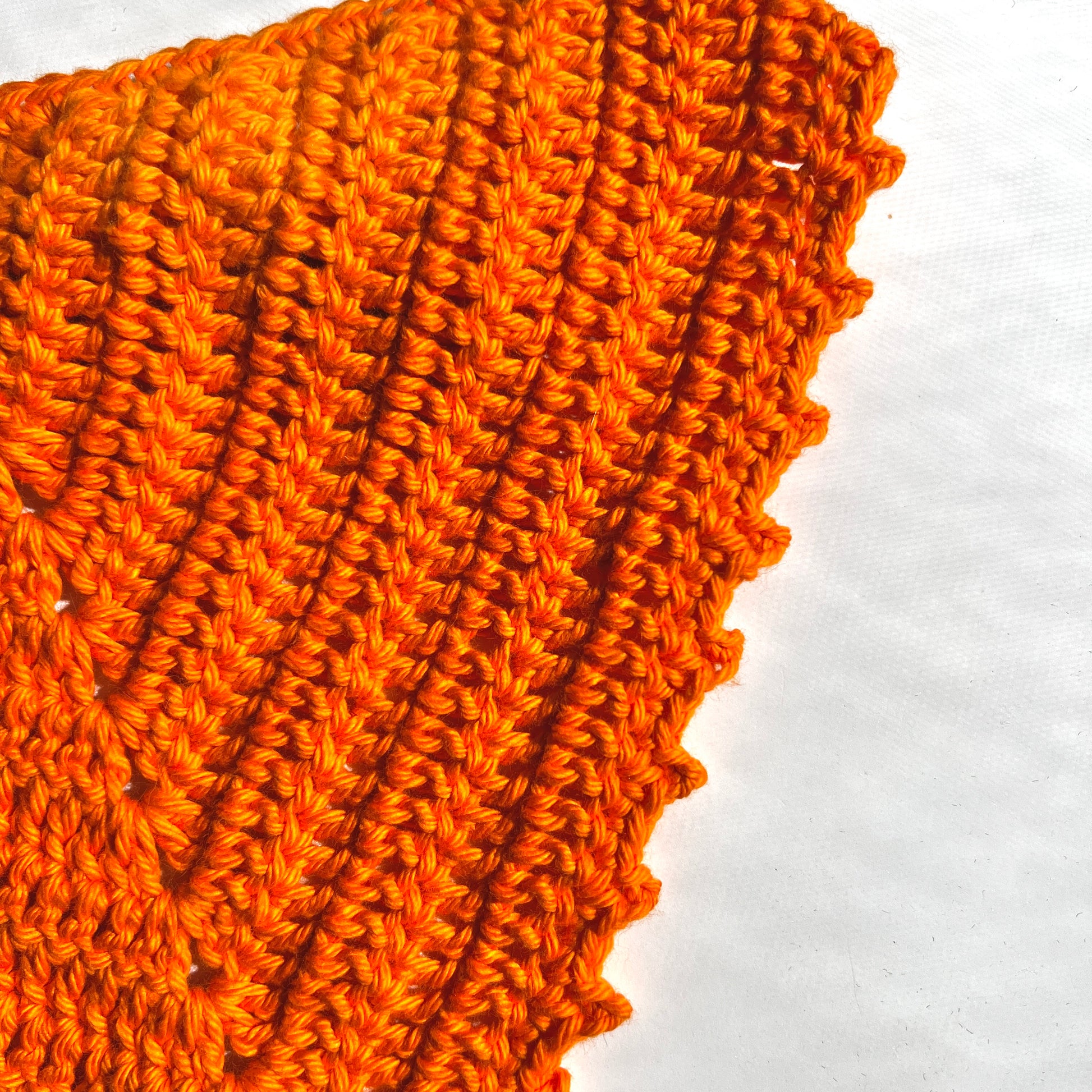 orange crochet hair bandana, head scarf