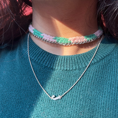 pink and green chain choker necklace